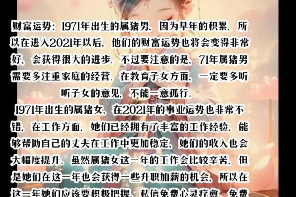 1971年属猪人的命运与人生解析